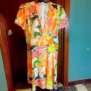 Women cute brightly color floral dress